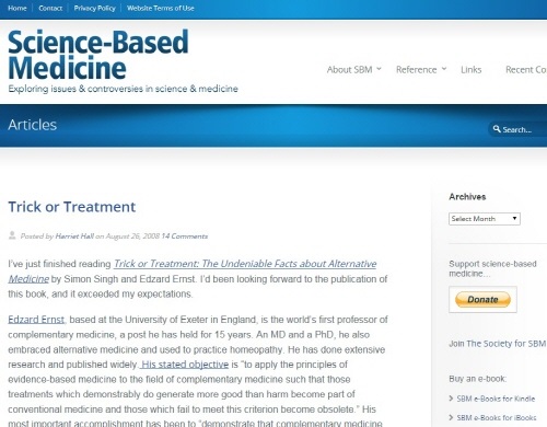 사이언스베이스드메디슨 블로그(Science-Based Medicine Blog, http://www.sciencebasedmedicine.org)