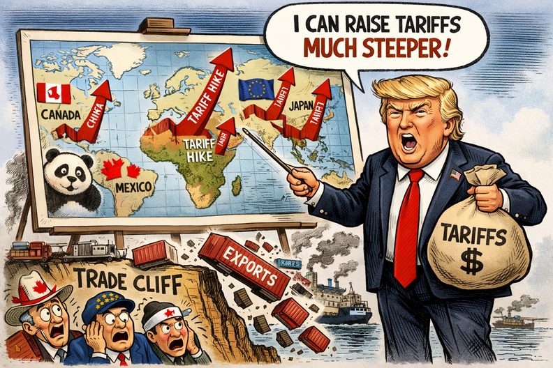 도널드 트럼프 미국 대통령이 관세 추가 인상을 시사했다. 사진=챗GPT