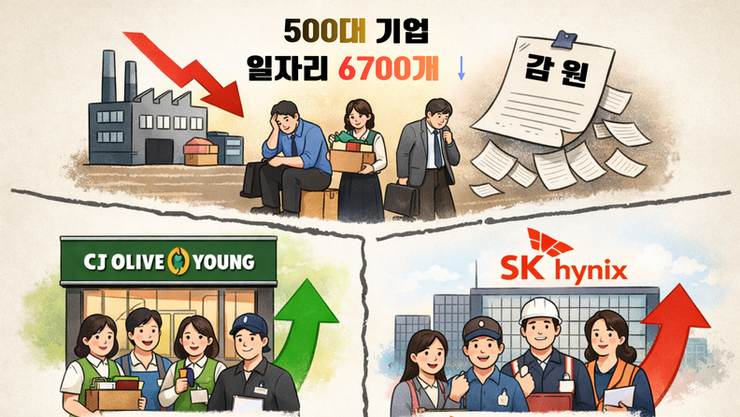 500대 기업 1년 새 일자리 6700개 ↓... CJ올리브영·SK하이닉스 고용 폭 크게 늘어